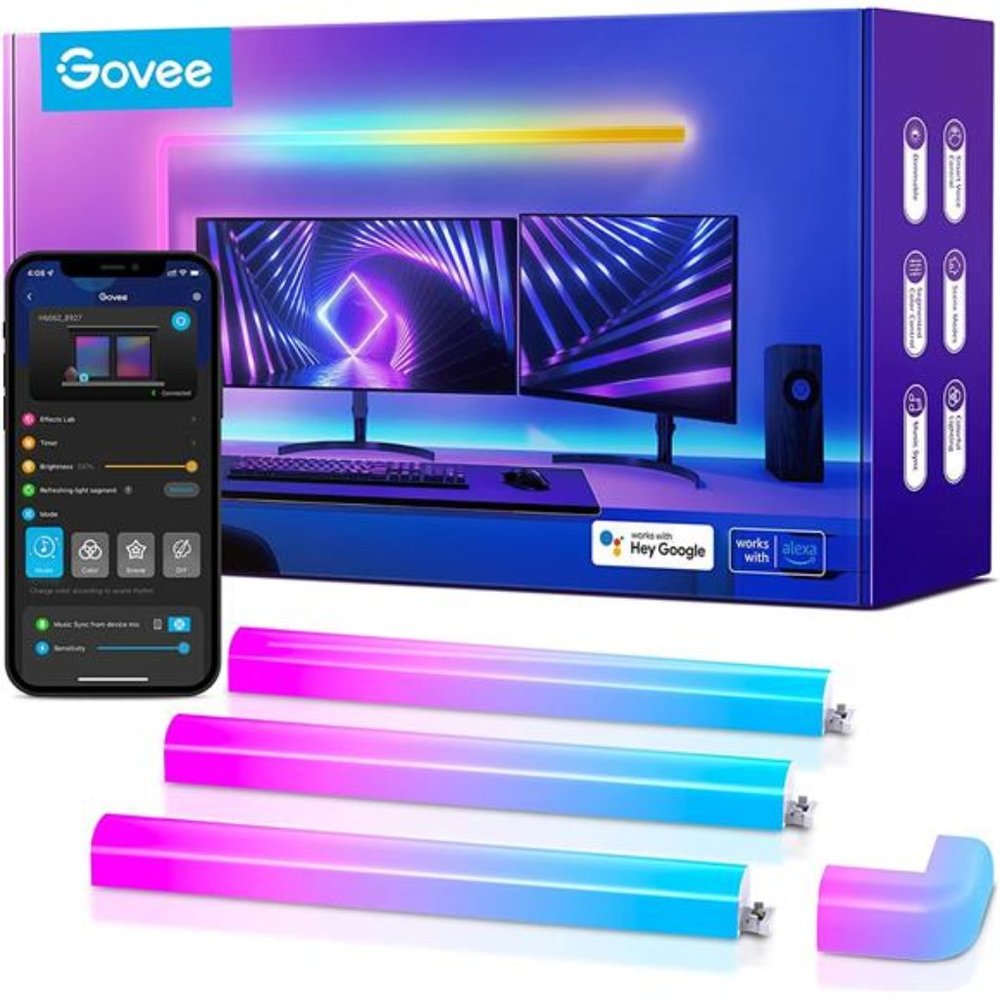 Govee Glide RGBIC LED Wall Lights for Gaming, 6 Pcs and 1 Corner